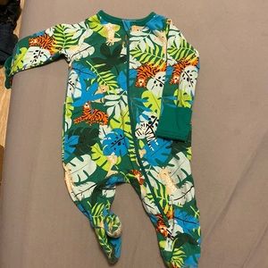 Jungle themed zipper footie pajamas
